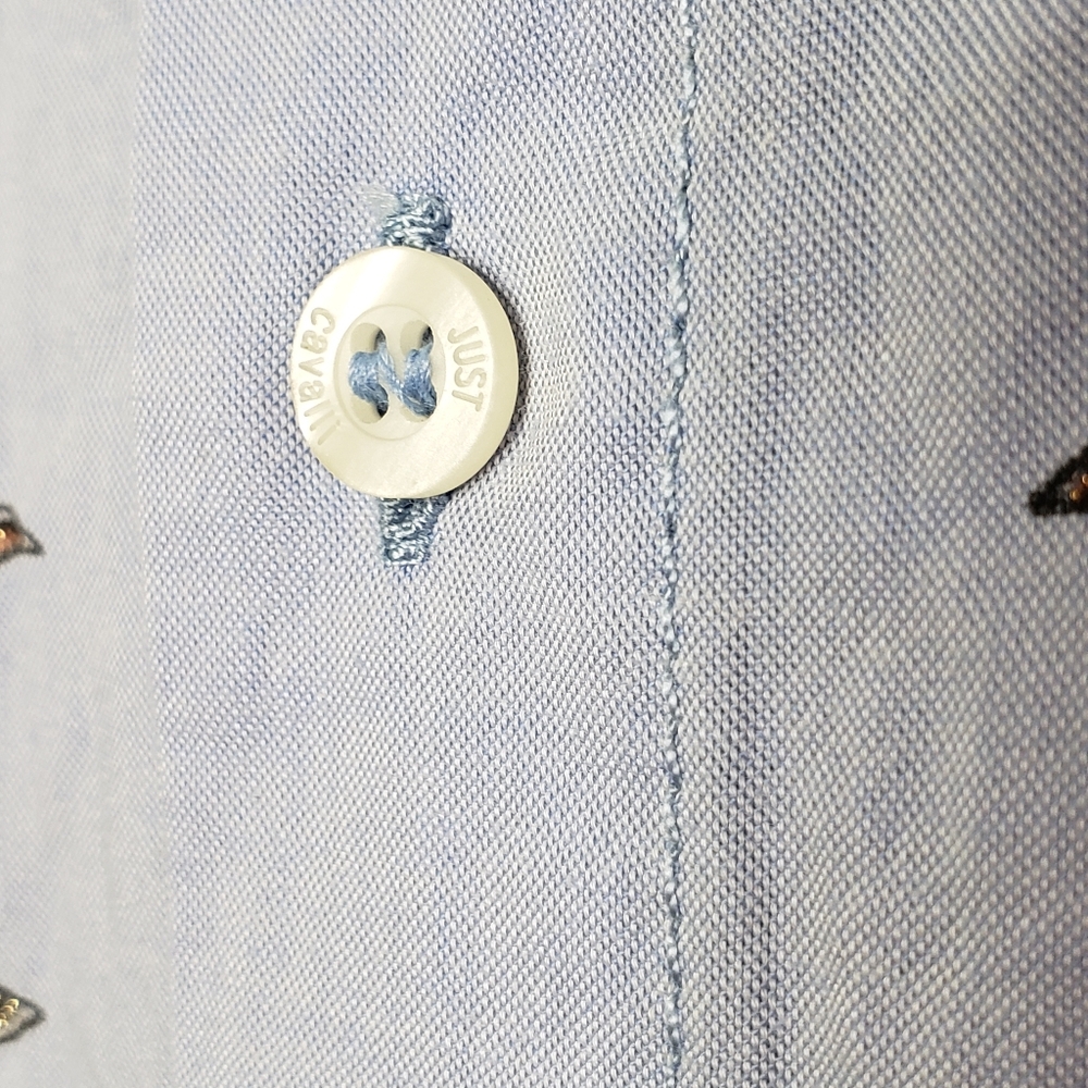 Just Cavalli Light Blue Embellishment Cotton Button Up Shirt Size XL - Picture 6 of 13